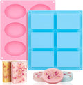 SJ 6 Cavity Silicone Soap Molds, Rectangle Oval Soap Molds by SJ