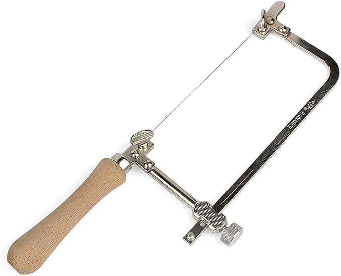 Coping Saw Steel Frame with 0.5mm Diamond Wire Hand Saw for Jade Marble Granite Metal Glass Ceramic (With 2 meters diamond wire saw)
