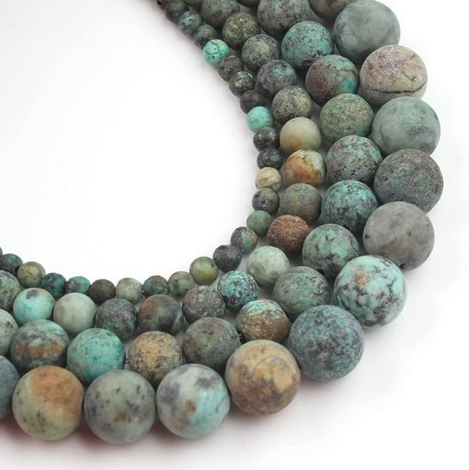 6mm Matte African Turquoise Bead, 15-Inch Matte Round Loose Stone Beads - Image 6