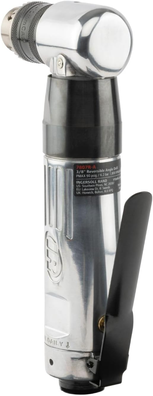 Ingersoll Rand 7807R-A - 3/8" Keyed Chuck, Right Angle Reversible Air Drill, 1800 RPM, 0.33 HP