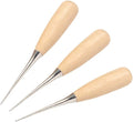 WUTA Leather Craft Awl Tools Leather Hole Punch Tool Sewing Punching Hole Maker Stitching Over Stitch Wood Handle 3 Packs