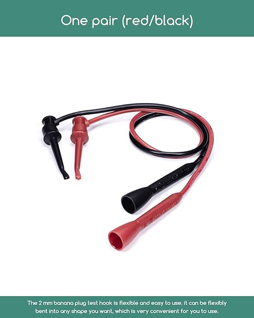 Mini Test Hook Clip with 2mm Jack Design Easy Connection to 2mm Probe Multimeter Test Lead