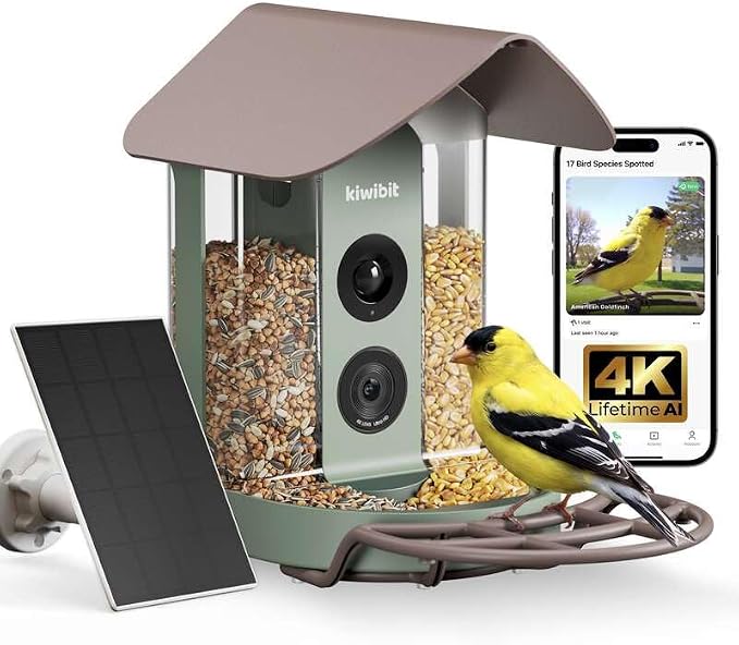 Kiwibit Smart Bird Feeder with Camera Solar Powered, No Subscription by Kiwibit