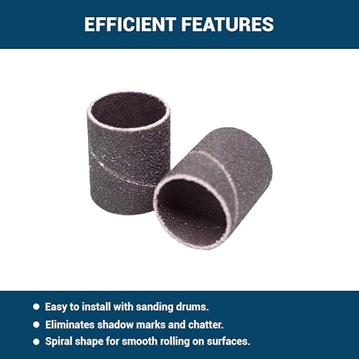 Benchmark Abrasives 1.5" x 1.5" Aluminum Oxide Abrasive Spiral Bands for Rotary Tools, Drum Sleeves for Sanding Deburring Blending Polishing on Metals Plastic Wood Rubber (10 Pack) - 120 Grit