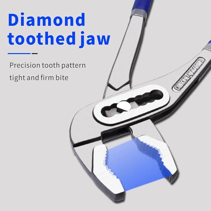8-inch Quick Adjust Water Pump Pliers - Locking Pliers with 7 Postion V-Jaw,Channel Lock,Serrated Jaws and Comfort Dip-grip Handle