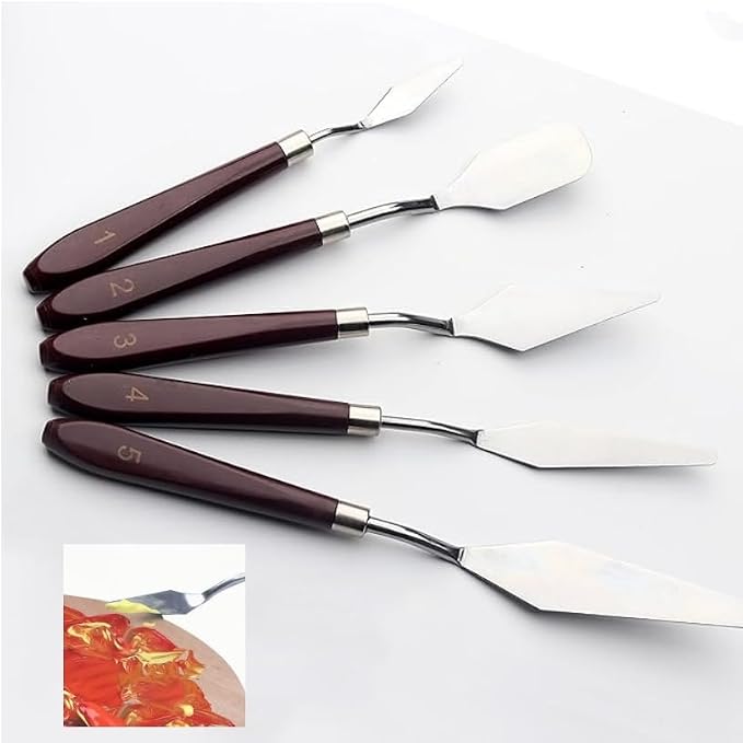 FUPUALL 5 Pieces Painting Knives Stainless Steel Spatula Palette Knife Oil - Image 3
