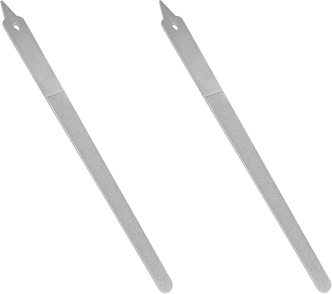 Metal Nail File (2 Pack) with Sharp Pointed Tip, Fingernail Files 8’’ for Natural Nails Stainless Steel Nail Filer Heavy Duty Sapphire Grit Double Sided Manicure Pedicure Toenails Tools