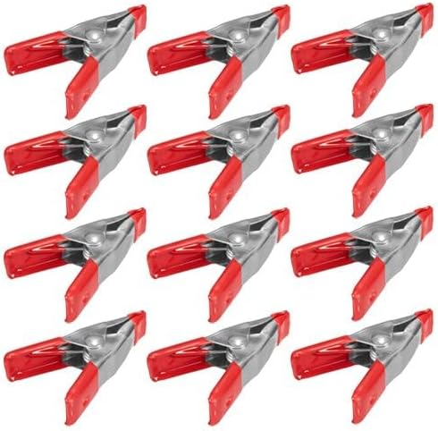 Wideskall® 2" inch Mini Metal Spring Clamps w/Red Rubber Tips Clips (Pack of 12)