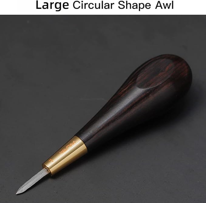 WUTA Diamond Shape Stitching Awl Ebony Blackwood Handle Leather Craft Sewing Awl Kits Handmade Sewing Tools DIY Stitcher Taper, 3 Size S M L (3 Packs)
