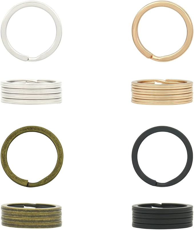 20 Pack Key Ring Keychain 1 Inch Diameter Metal Flat Split Key Chains Rings Mix by ZoloAJay