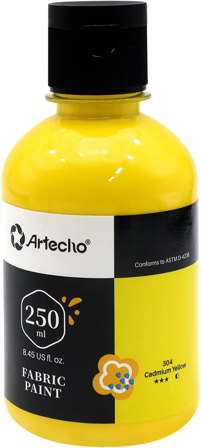 Artecho Yellow Fabric Paint, 250 ml / 8.45 oz Permanent Clothing Paint by Artecho
