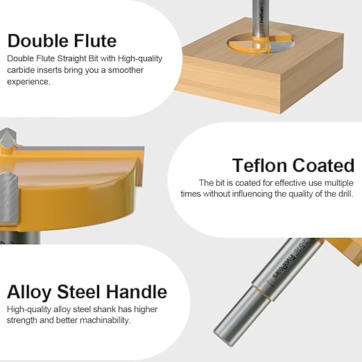 FivePears Forstner Drill Bit 1/2 inch Shank, 2-5/16 inch Cutting Diameter, Carbide Tipped Wood Hole Saw Auger Opener, Hole Opener Hinge Hole Cutter for Woodworking, Plastic, Plywood Products