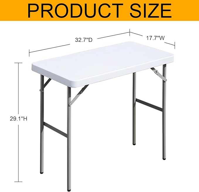 Folding Table 2.7ft Rectangular All-Occasion Plastic Folding Event Table - Image 3