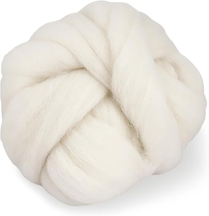 ZUFECY Natural White Wool Roving by ZUFECY
