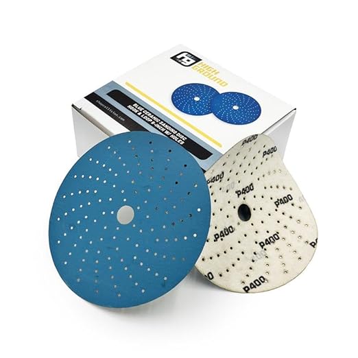 High Ground 6 Inch Multi-Hole Hook and Loop Clean Sanding Disc, Ceramic Abrasive, Dust-Free, High Performance, Long Lasting - 50pcs (Blue, 6 Inch, 120.0, Fine)