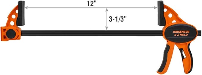 JORGENSEN 2-pack Ratchet Bar Clamps Set, Medium Duty, 12-inch One Hand Clamp, E-Z Hold Expandable Spreader