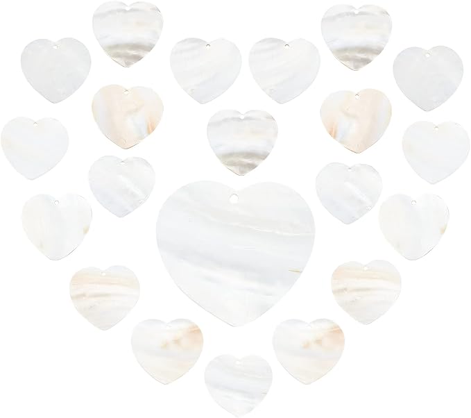 SUNNYCLUE 1 Box 20Pcs Heart Shape Shell Charms Freshwater Shell Pendants by SUNNYCLUE