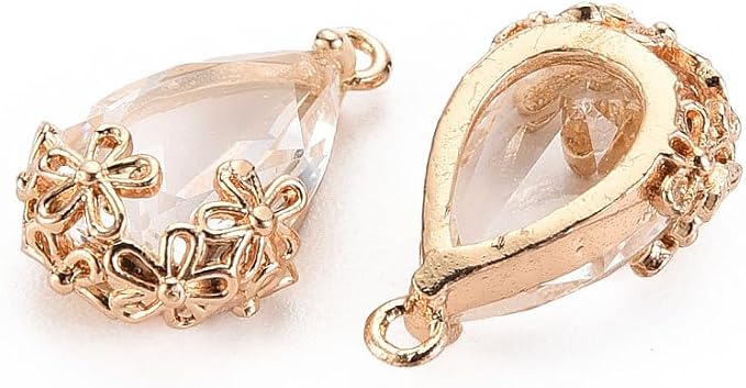 FASHEWELRY 50Pcs Faceted Teardrop Glass Charms Transparent Crystal Drop Pendants - Image 2