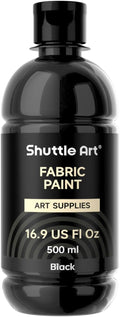 Shuttle Art Black Fabric Paint, 16.9 oz Permanent Fabric Paint by ShuttleArt