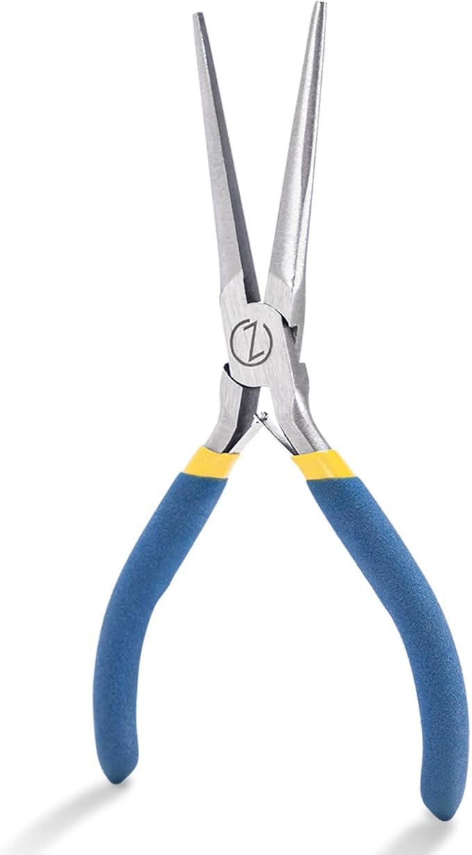 VISEMAN 6" Mini Needle Nose Pliers with Comfort Grip Handles, Long Nose Pliers for Handmade Craft, Straight