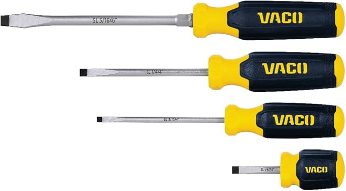 VACO VAC7082 8-Piece Screwdriver Set, Versatile Phillips and Slotted Drivers, Laser-Etched Precision Blades and Comfort Handles