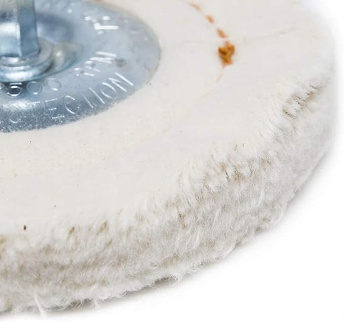 Benchmark Abrasives 4" Flannel Cushion Sewn Buffing Polishing Wheel for Bench Grinder with 1/4" Mandrel, for Polishing Finishing Smoothing on Aluminum, Stainless Steel (Flannel Cushion)