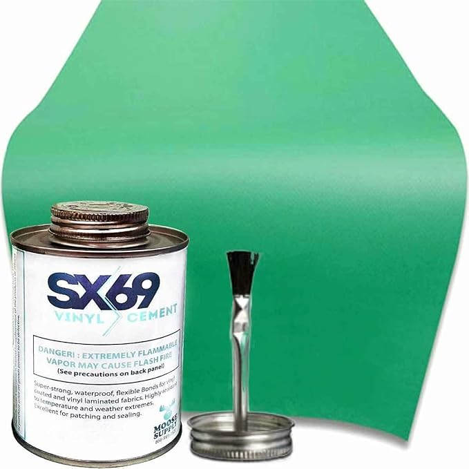 SX 69 Vinyl Repair Kit | Inflatable Bounce House Repair Kit | Includes 8 Ounce Adhesive and Vinyl Roll | for Flexible, Waterproof Repairs of Tears, Punctures, and Holes