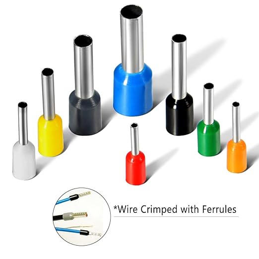 800PCS Wire Ferrules, Sopoby Insulated Ferrule Crimp Pin Terminal Kit for Electrical Projects, AWG 24-10, 8 Sizes
