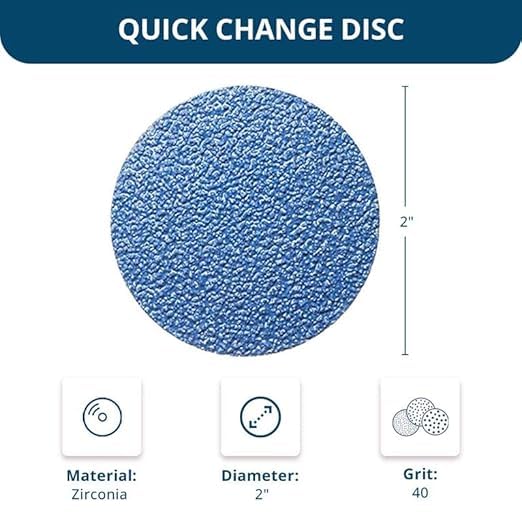 Benchmark Abrasives 2 Inch Sanding Discs Quick Change Zirconia, Male R Type Backing Drill & Die Grinder Sanding Disc for Deburring Polishing Rust Remover for Metal Paint Stripper (1000 Pack), 40 Grit