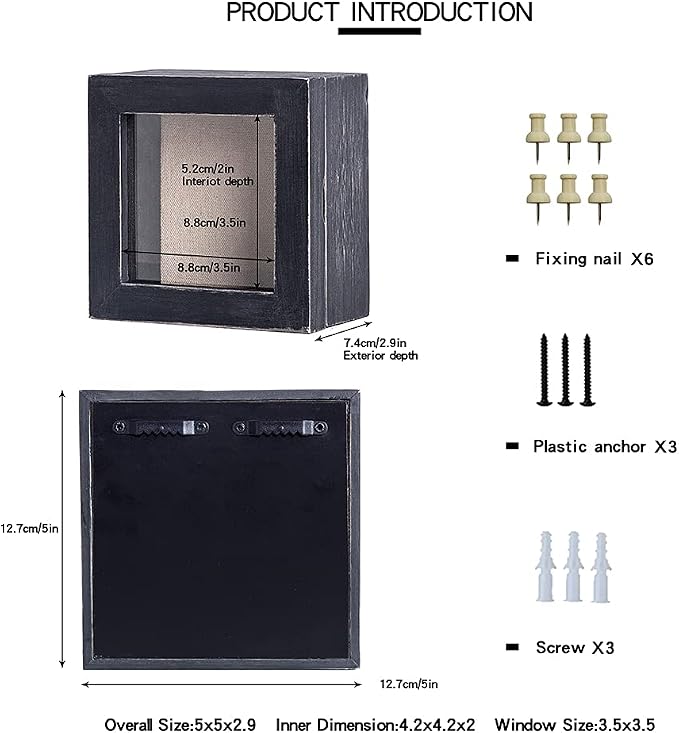 Freezing point Shadow Box Frame 5x5 Shadow Box Display Case Cabinet Picture - Image 5