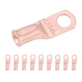 SELTERM 10pcs 6 AWG - 1/4" Stud - Battery Lugs, Heavy Duty Wire Lugs, Ring Terminals, Battery Cable Ends,6 Gauge Terminals, UL Bare Copper Eyelets Electrical Battery Terminal Connectors