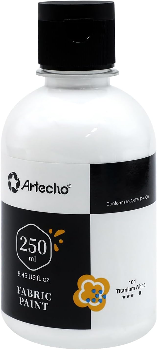 Artecho White Fabric Paint, 250 ml / 8.45 oz Permanent Clothing Paint by Artecho