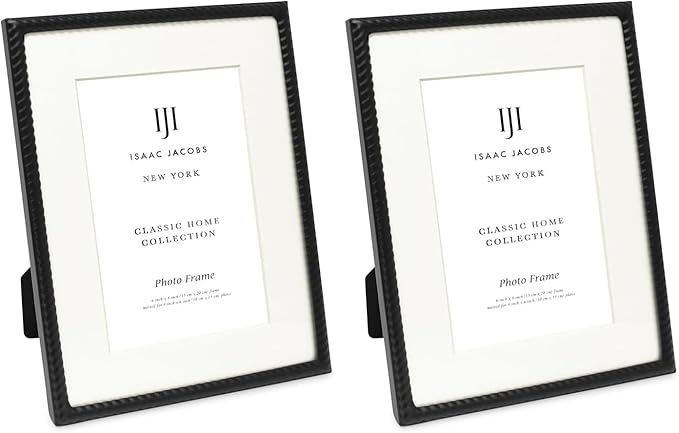 Isaac Jacobs 6x8 Black Metal Rope Border Picture Frame, Horizontal & Vertical by IsaacJacobs