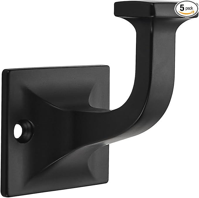 SAILING 5 Pack Coat Hooks - Matte Black Robe Hooks Decorative Wall Hooks for Bathroom Bedroom Kitchen Towel Robe Clothes Cabinet Closet Bathroom Hardware