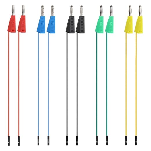 Sumnacon Banana Plug Breadboard Wires 10Pcs Stackable Banana Plug to Jumper Wires Flexible Breadboard Female Jumper Cables Silicone Breadboard Jumper Leads for Power Connecting&Multimeter Testing