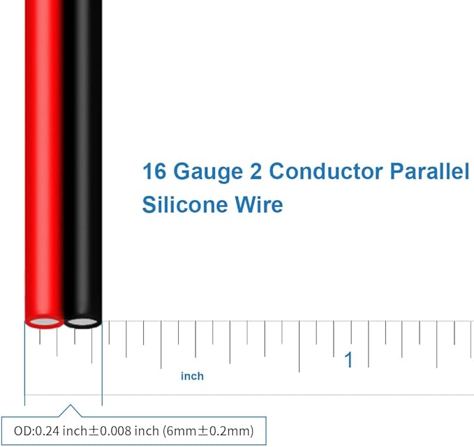 BNTECHGO 16 Gauge Flexible 2 Conductor Parallel Silicone Wire Spool Red Black High Resistant 200 deg C 600V for Single Color LED Strip Extension Cable Cord,Model,100ft Stranded Tinned Copper Wire