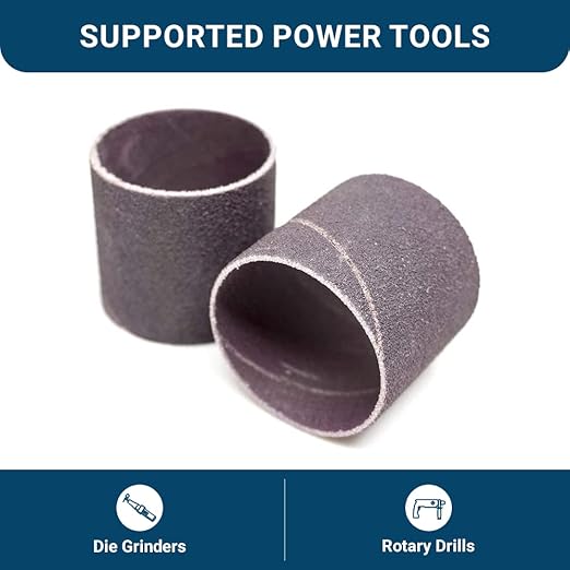 Benchmark Abrasives 1.5" x 1.5" Aluminum Oxide Abrasive Spiral Bands for Rotary Tools, Drum Sleeves for Sanding Deburring Blending Polishing on Metals Plastic Wood Rubber (10 Pack) - 80 Grit