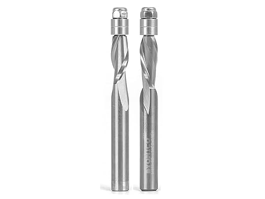 YONICO Solid Carbide Flush Trim Router Bit Spiral 2 Bit 1/4-Inch X 5/8-Inch Set 1/4-Inch Shank 14222q