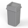 19 Gallon Gray Square Commercial Trash Garbage Can with Lid | Outdoor Office Restaurant School Kitchen