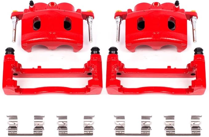 Power Stop S4918A Front Pair of High-Temp Red Powder Coated Calipers For Cadillac Escalade XTS Chevy Silverado 1500 Suburban 1500 Tahoe Savana 1500 Sierra 1500 Yukon [Application Specific]