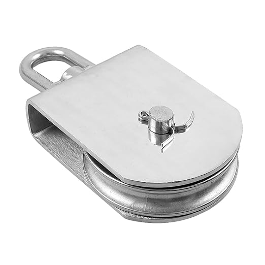 Rocaris 2Pcs M100 Lifting Single Pulley Roller Loading 3300Ibs, 304 Stainless Steel Heavy Duty Single Wheel Swivel Lifting Rope Pulley Block