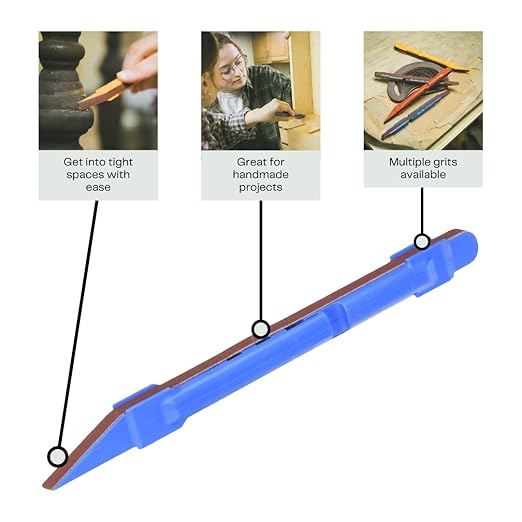 5 Piece Sanding Detailer Set with 2 Extra Replacement Belts Per Stick, 5 Grits 120, 240, 320, 400 & 600 Grit Made in The USA for Sanding Wood, Metal & Plastics, Long Life Sanding Belts