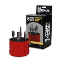 BHA Tungsten Carbide Burr Die Grinder Rotary Tool Bit Set for Metal Contouring and Deburring, Double Cut with 1/4” Shank - 5 Pieces