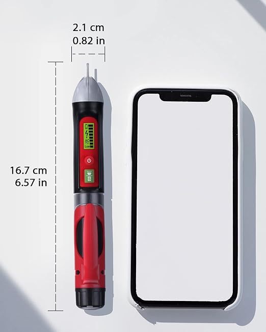 Wintact Non-Contact AC Voltage Detector Pen, 12V-1000V/48V-1000V Dual Range, High/Low Adjustable Sensitive, Live/Null Wire Breakpoint Tester with Flashlight, LCD Flashing Audible Buzzer Alarm