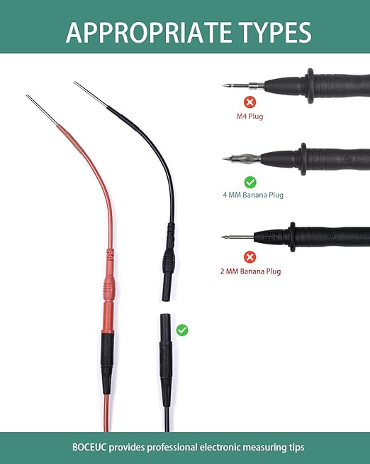 2 PCS Silicon Flexible Spoon Back Probes, Back Probe Pins Automotive Compatible with 4mm Banana Plug Test Leads