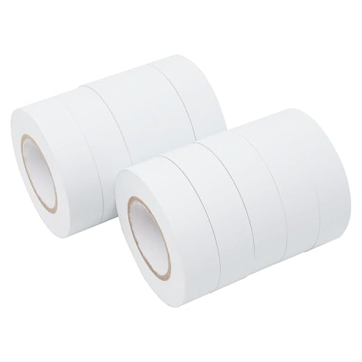 QILIMA White Electrical Tape 10 Pack 3/4-Inch by 60 Feet,Lead-Free Flame Retardant Electrical Tape, Adhesive for General Home Vehicle Auto Car Power Circuit Wiring (130mic)