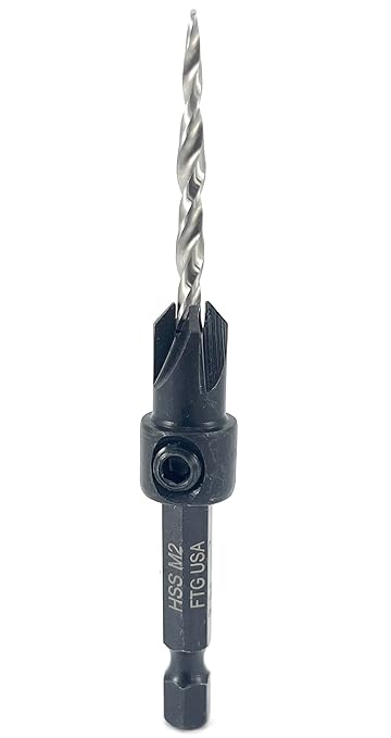 FTG USA #6 (9/64") Countersink Drill Bit for Wood with Tapered Drill Bit