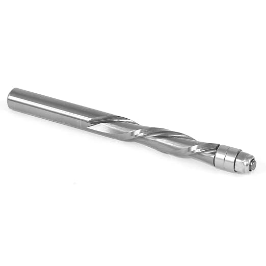 YONICO Router Bits Pattern Bit Solid Carbide Flush Trim Spiral 1-1/8-Inch Down-Cut 1/4-Inch Shank 14120