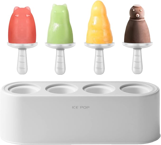 Popsicle Mold Set 4 Pieces Homemade Silicone Popsicle Maker Easy Release Ice by WYOK