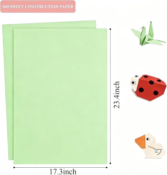 100 Sheets Large Green Craft Paper - Image 2